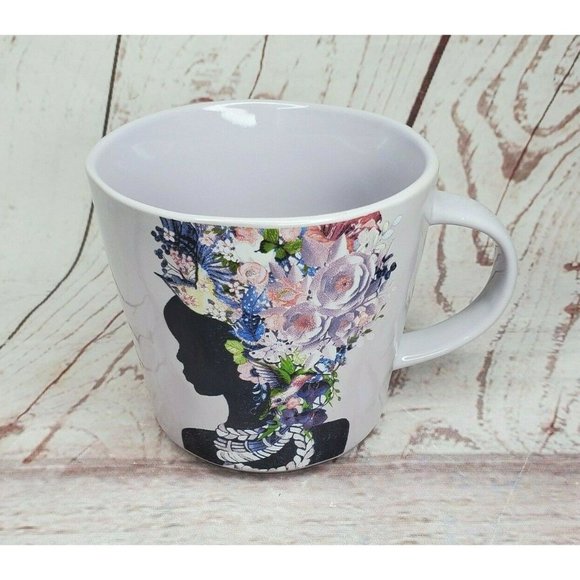 Prima Design Violet Women Silhouette Floral Hairpiece Graphic Design 4"x4" Mug - Picture 7 of 12